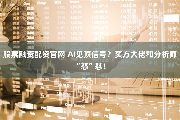 股票融资配资官网 AI见顶信号?买方大佬和分析师“怒”怼!